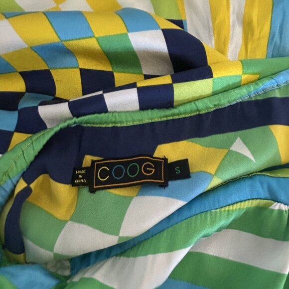 Coogi Vintage Y2K Geometric Pop Art Silk Halter Dress Coquette Size Small - Picture 7 of 11